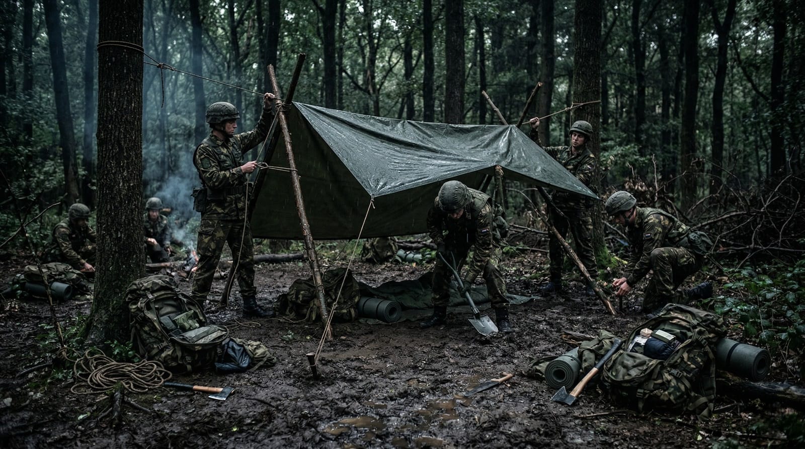 Veldoefening bivak bouwen